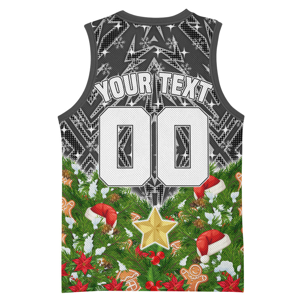 Personalised Penrith Panthers Rugby Christmas Basketball Jersey Santa Rugby Mascot - Pine Wreath Festive