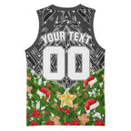 Personalised Penrith Panthers Rugby Christmas Basketball Jersey Santa Rugby Mascot - Pine Wreath Festive