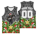 Personalised Penrith Panthers Rugby Christmas Basketball Jersey Santa Rugby Mascot - Pine Wreath Festive