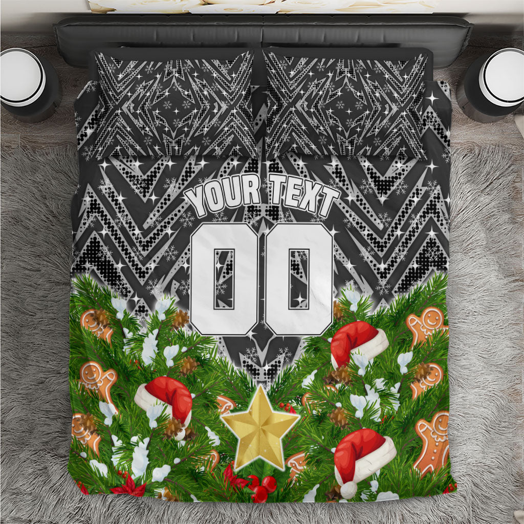 Personalised Penrith Panthers Rugby Christmas Bedding Set Santa Rugby Mascot - Pine Wreath Festive