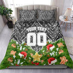 Personalised Penrith Panthers Rugby Christmas Bedding Set Santa Rugby Mascot - Pine Wreath Festive
