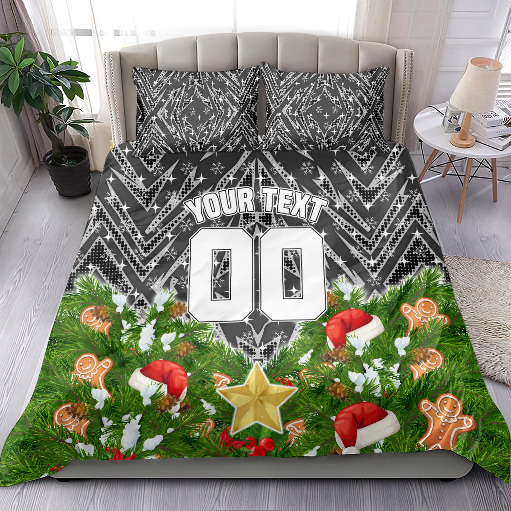 Personalised Penrith Panthers Rugby Christmas Bedding Set Santa Rugby Mascot - Pine Wreath Festive