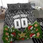 Personalised Penrith Panthers Rugby Christmas Bedding Set Santa Rugby Mascot - Pine Wreath Festive