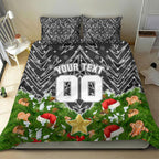 Personalised Penrith Panthers Rugby Christmas Bedding Set Santa Rugby Mascot - Pine Wreath Festive