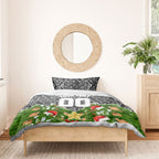 Personalised Penrith Panthers Rugby Christmas Bedding Set Santa Rugby Mascot - Pine Wreath Festive
