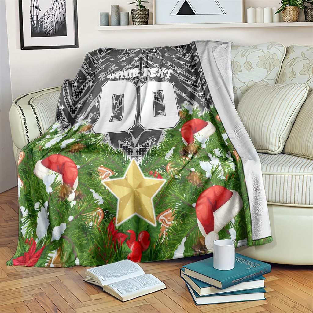 Personalised Penrith Panthers Rugby Christmas Blanket Santa Rugby Mascot - Pine Wreath Festive