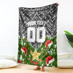 Personalised Penrith Panthers Rugby Christmas Blanket Santa Rugby Mascot - Pine Wreath Festive