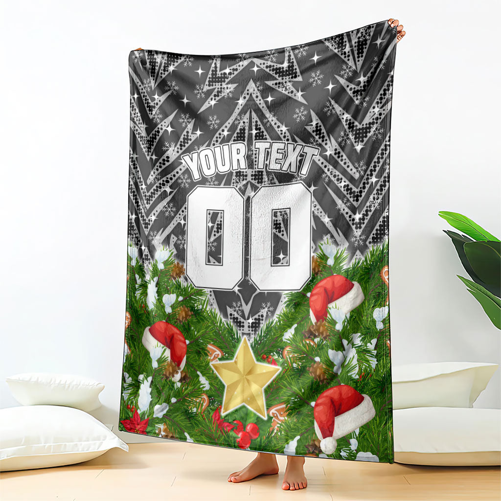 Personalised Penrith Panthers Rugby Christmas Blanket Santa Rugby Mascot - Pine Wreath Festive