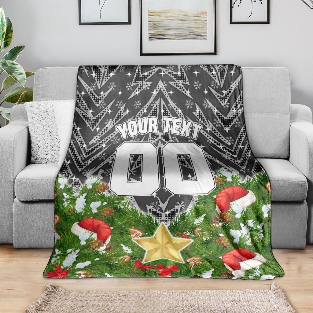 Personalised Penrith Panthers Rugby Christmas Blanket Santa Rugby Mascot - Pine Wreath Festive