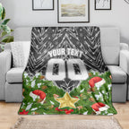 Personalised Penrith Panthers Rugby Christmas Blanket Santa Rugby Mascot - Pine Wreath Festive