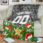 Personalised Penrith Panthers Rugby Christmas Blanket Santa Rugby Mascot - Pine Wreath Festive