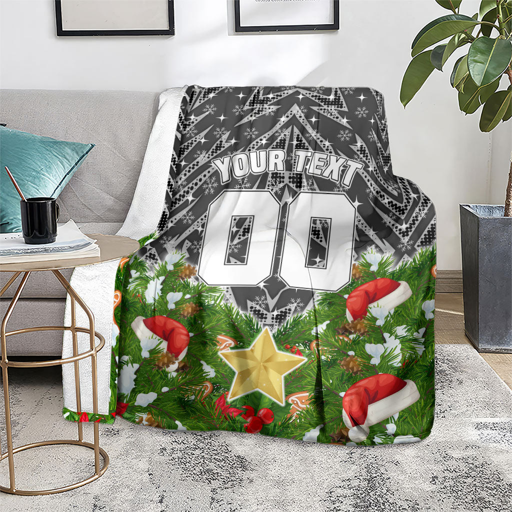 Personalised Penrith Panthers Rugby Christmas Blanket Santa Rugby Mascot - Pine Wreath Festive