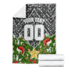 Personalised Penrith Panthers Rugby Christmas Blanket Santa Rugby Mascot - Pine Wreath Festive