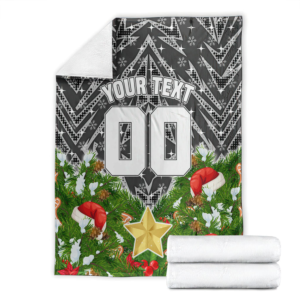 Personalised Penrith Panthers Rugby Christmas Blanket Santa Rugby Mascot - Pine Wreath Festive