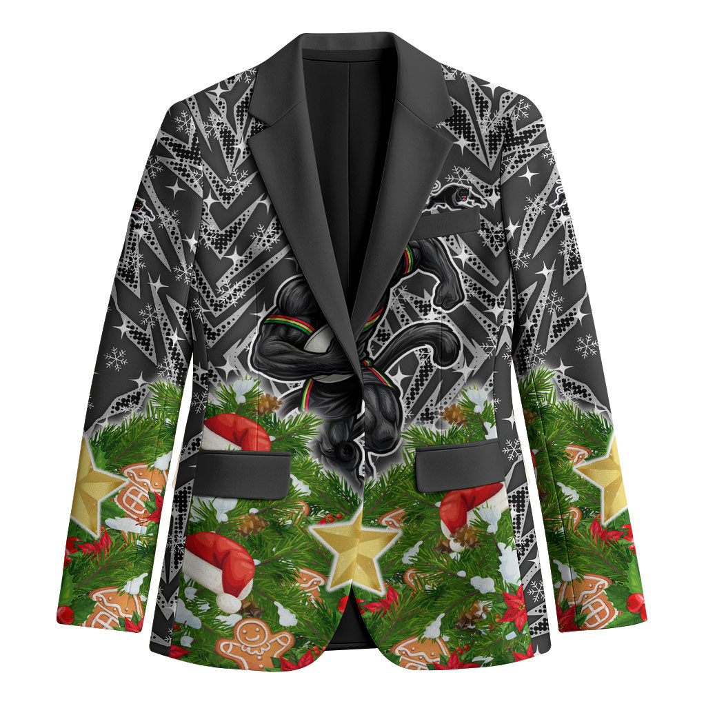 Personalised Penrith Panthers Rugby Christmas Blazer Santa Rugby Mascot - Pine Wreath Festive