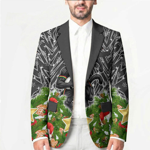 Personalised Penrith Panthers Rugby Christmas Blazer Santa Rugby Mascot - Pine Wreath Festive
