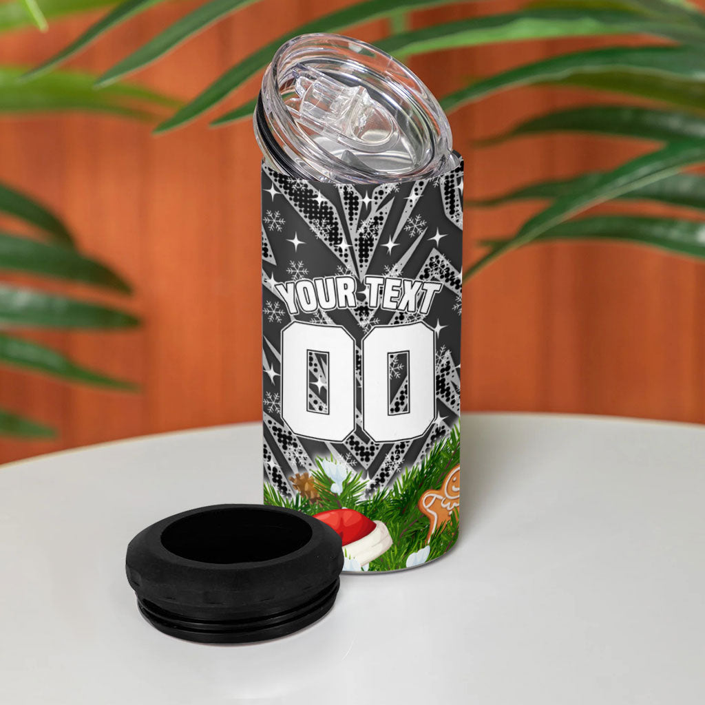 Personalised Penrith Panthers Rugby Christmas 4 in 1 Can Cooler Tumbler Santa Rugby Mascot - Pine Wreath Festive