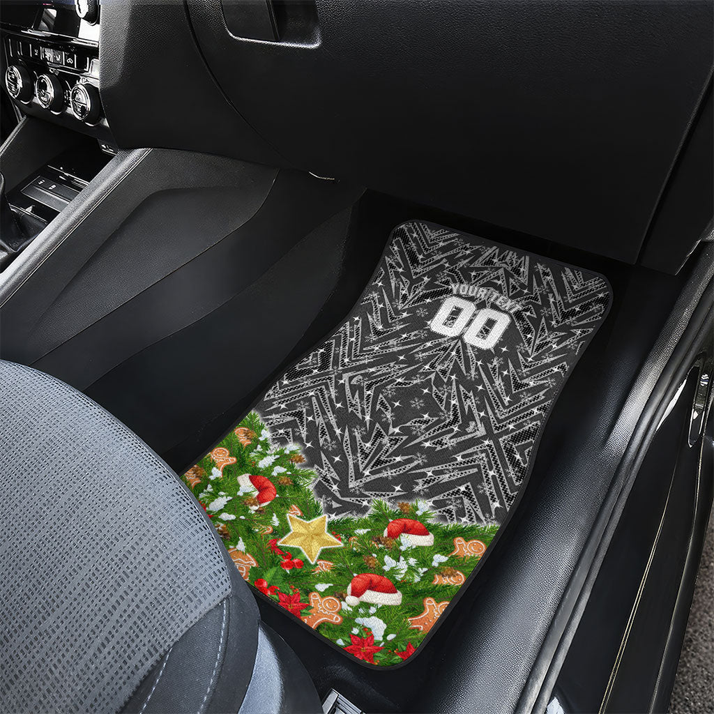 Personalised Penrith Panthers Rugby Christmas Car Mats Santa Rugby Mascot - Pine Wreath Festive