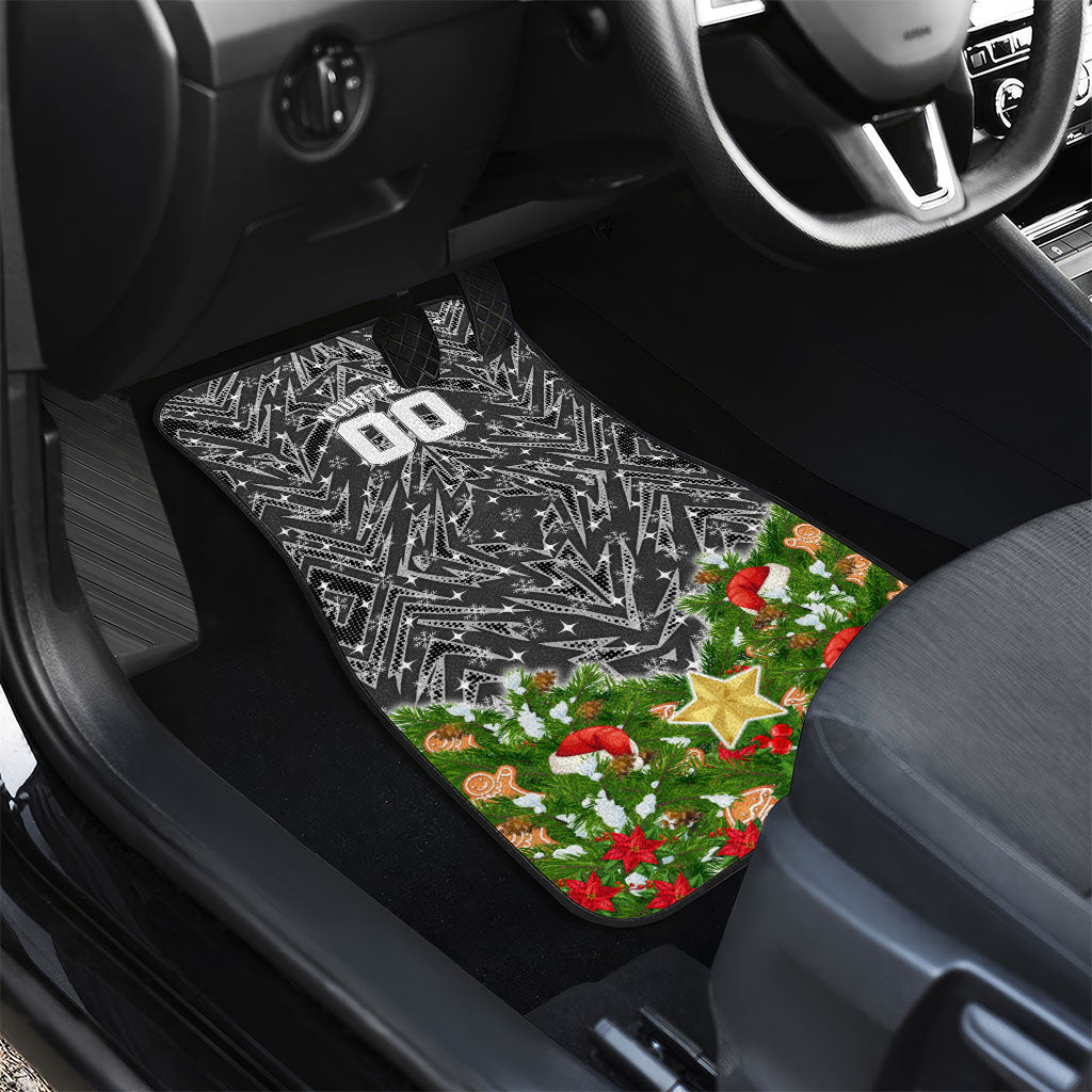 Personalised Penrith Panthers Rugby Christmas Car Mats Santa Rugby Mascot - Pine Wreath Festive