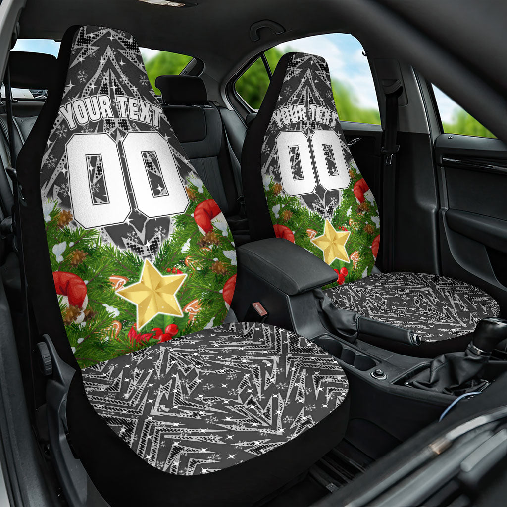 Personalised Penrith Panthers Rugby Christmas Car Seat Cover Santa Rugby Mascot - Pine Wreath Festive