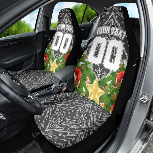 Personalised Penrith Panthers Rugby Christmas Car Seat Cover Santa Rugby Mascot - Pine Wreath Festive