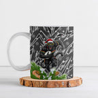 Personalised Penrith Panthers Rugby Christmas Ceramic Mug Santa Rugby Mascot - Pine Wreath Festive