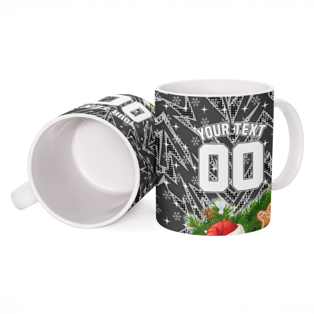 Personalised Penrith Panthers Rugby Christmas Ceramic Mug Santa Rugby Mascot - Pine Wreath Festive