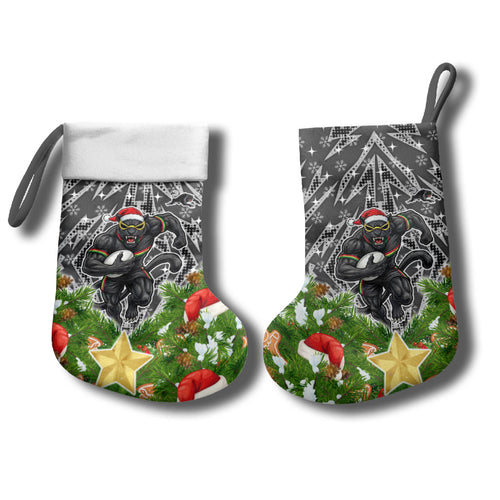 Penrith Panthers Rugby Christmas Stocking Santa Rugby Mascot - Pine Wreath Festive