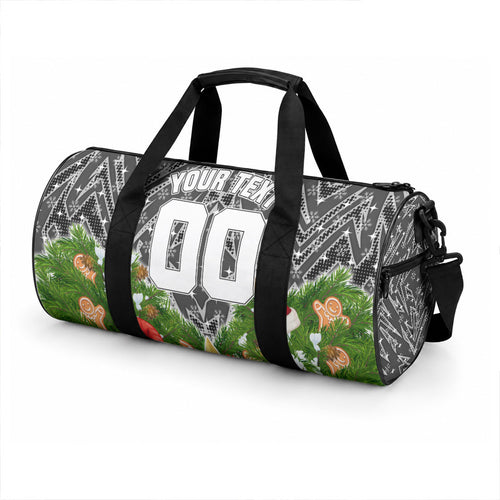 Personalised Penrith Panthers Rugby Christmas Duffle Bag Santa Rugby Mascot - Pine Wreath Festive