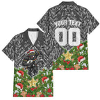 Personalised Penrith Panthers Rugby Christmas Family Matching Tank Maxi Dress and Hawaiian Shirt Santa Rugby Mascot - Pine Wreath Festive