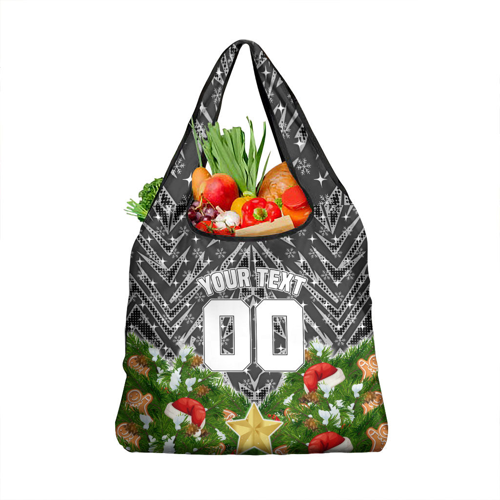 Personalised Penrith Panthers Rugby Christmas Grocery Bag Santa Rugby Mascot - Pine Wreath Festive