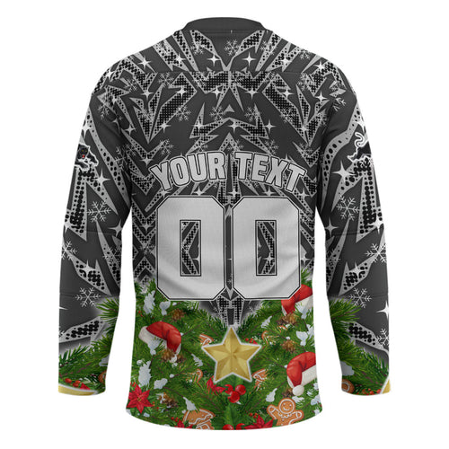 Personalised Penrith Panthers Rugby Christmas Hockey Jersey Santa Rugby Mascot - Pine Wreath Festive