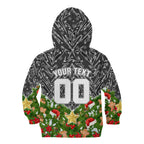 Personalised Penrith Panthers Rugby Christmas Kid Hoodie Santa Rugby Mascot - Pine Wreath Festive