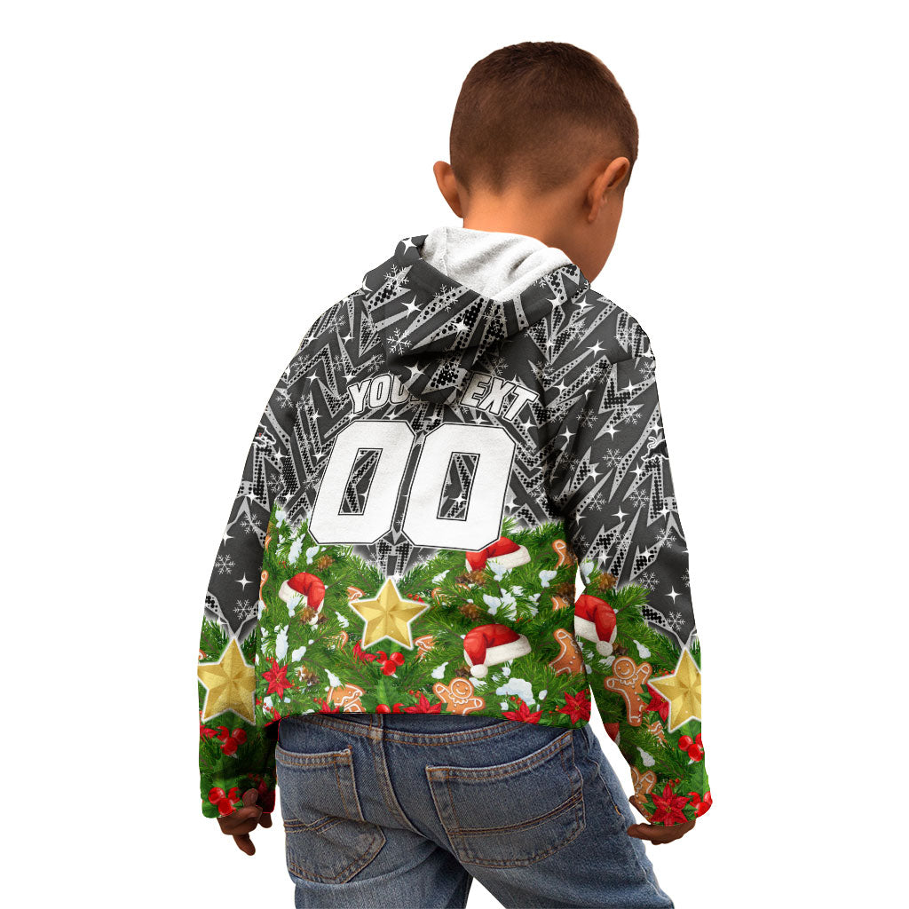 Personalised Penrith Panthers Rugby Christmas Kid Hoodie Santa Rugby Mascot - Pine Wreath Festive