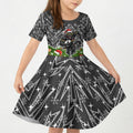 Personalised Penrith Panthers Rugby Christmas Kid Short Sleeve Dress Santa Rugby Mascot - Pine Wreath Festive