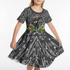 Personalised Penrith Panthers Rugby Christmas Kid Short Sleeve Dress Santa Rugby Mascot - Pine Wreath Festive