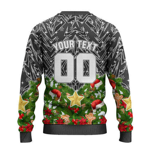 Personalised Penrith Panthers Rugby Christmas Ugly Christmas Sweater Santa Rugby Mascot - Pine Wreath Festive