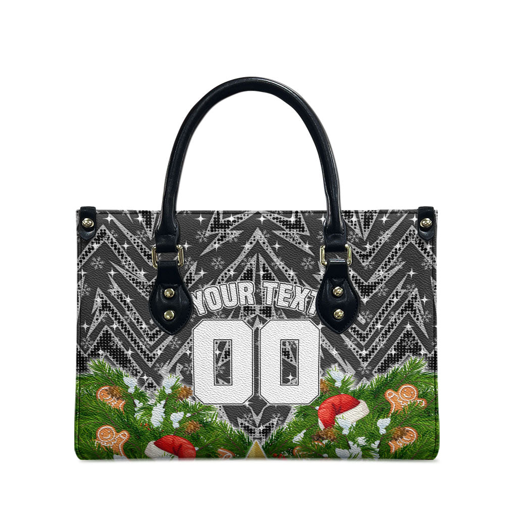 Personalised Penrith Panthers Rugby Christmas Leather Bag Santa Rugby Mascot - Pine Wreath Festive