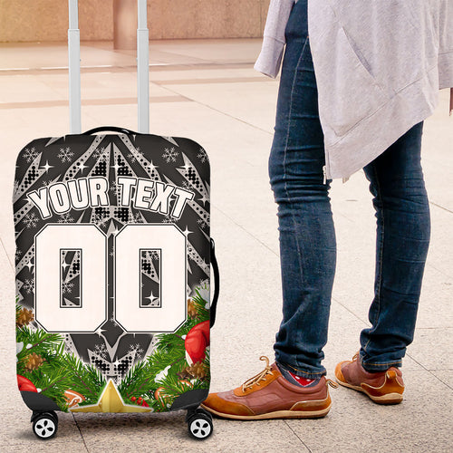 Personalised Penrith Panthers Rugby Christmas Luggage Cover Santa Rugby Mascot - Pine Wreath Festive