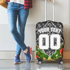 Personalised Penrith Panthers Rugby Christmas Luggage Cover Santa Rugby Mascot - Pine Wreath Festive