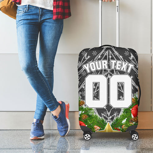 Personalised Penrith Panthers Rugby Christmas Luggage Cover Santa Rugby Mascot - Pine Wreath Festive