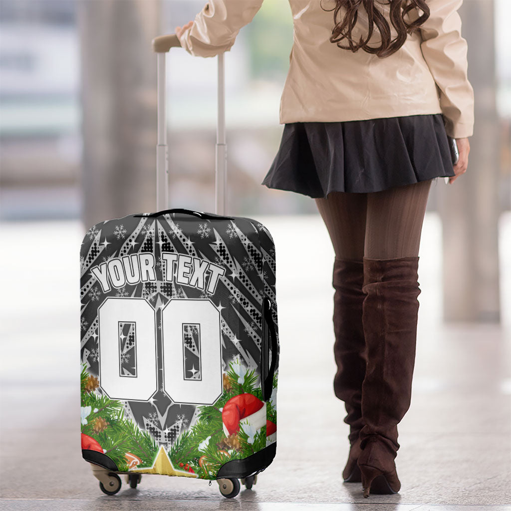 Personalised Penrith Panthers Rugby Christmas Luggage Cover Santa Rugby Mascot - Pine Wreath Festive