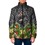 Personalised Penrith Panthers Rugby Christmas Padded Jacket Santa Rugby Mascot - Pine Wreath Festive
