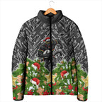 Personalised Penrith Panthers Rugby Christmas Padded Jacket Santa Rugby Mascot - Pine Wreath Festive