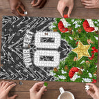 Personalised Penrith Panthers Rugby Christmas Puzzle Santa Rugby Mascot - Pine Wreath Festive