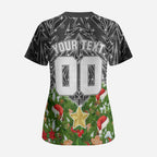 Personalised Penrith Panthers Rugby Christmas Scrub Top Santa Rugby Mascot - Pine Wreath Festive