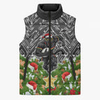 Personalised Penrith Panthers Rugby Christmas Sleeveless Puffer Jacket Santa Rugby Mascot - Pine Wreath Festive