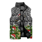 Personalised Penrith Panthers Rugby Christmas Sleeveless Puffer Jacket Santa Rugby Mascot - Pine Wreath Festive