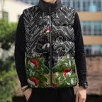 Personalised Penrith Panthers Rugby Christmas Sleeveless Puffer Jacket Santa Rugby Mascot - Pine Wreath Festive
