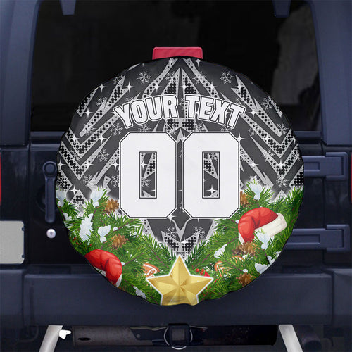 Personalised Penrith Panthers Rugby Christmas Spare Tire Cover Santa Rugby Mascot - Pine Wreath Festive